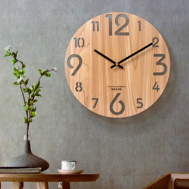 Wooden 3D Wall Clock Modern Design