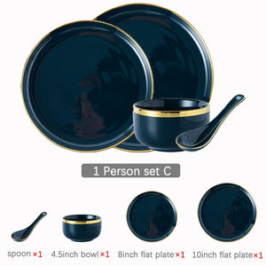 Open image in slideshow, Blue Porcelain Dinner Plates
